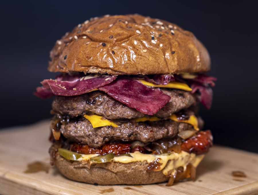 A delicious gourmet burger