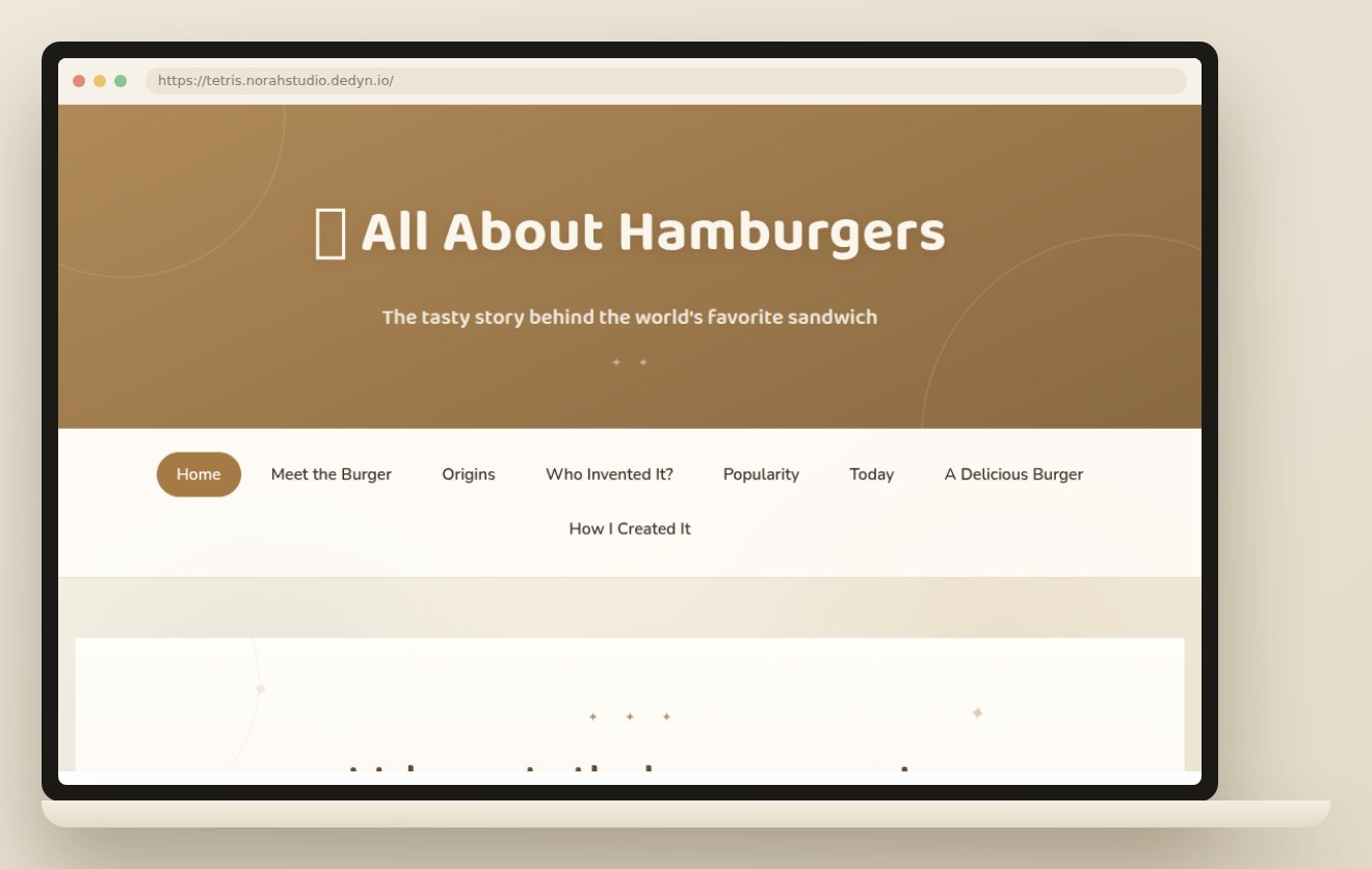 A computer showing the hamburger website